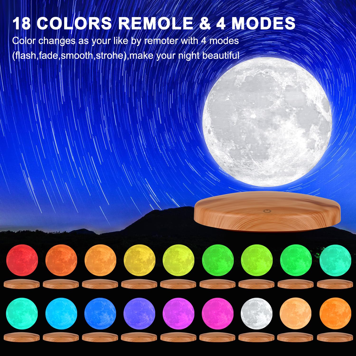 Amazon.com: GROPINFLY Levitating Moon Lamp Galaxy Lamp 6 inch 18